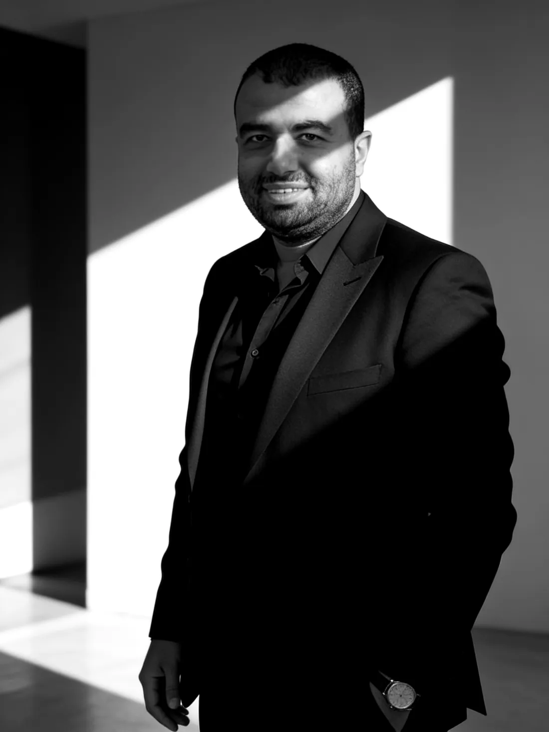 Ahmed Labeb, black and white portrait